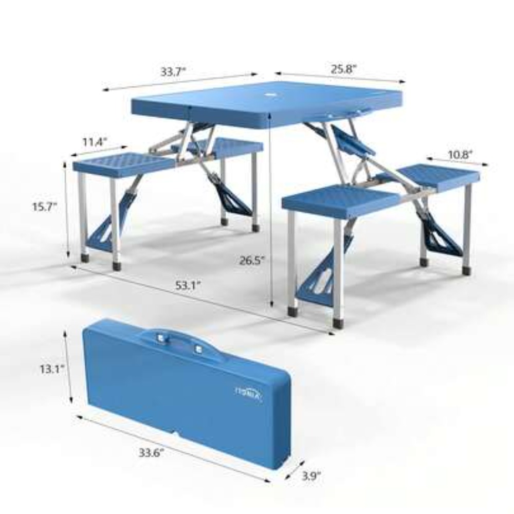 Folding Picnic Table - 4 ft opvouwbare camping-picknicktafelset met 4