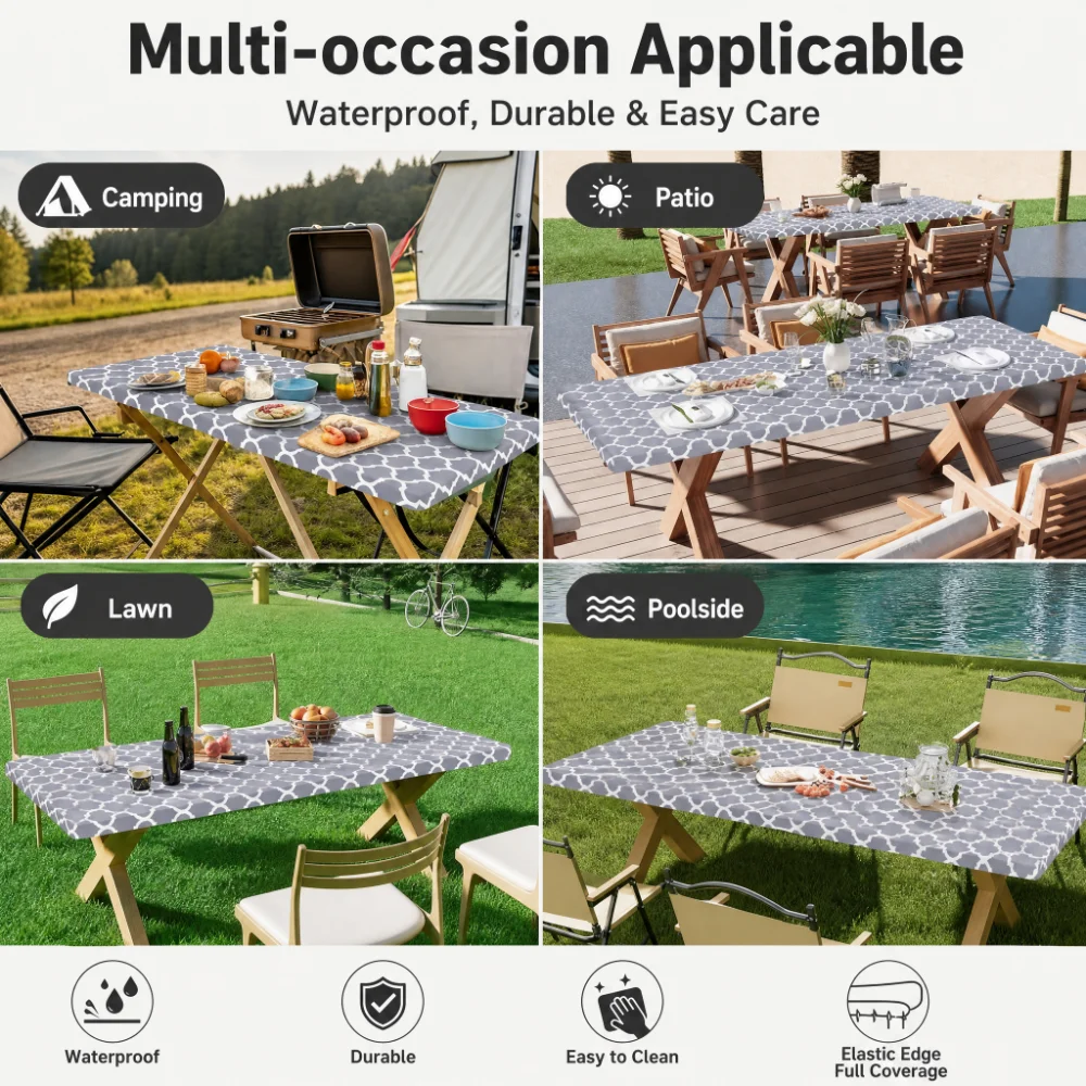 Folding Picnic Table - Rechthoekig tafelkleed, polyester elastisch passend tafelkleed,