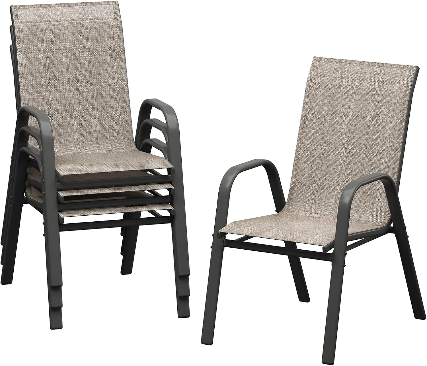 Outdoor Furniture Dining Set - Tuinstoelenset van 4, stapelbare buitenstoelen met