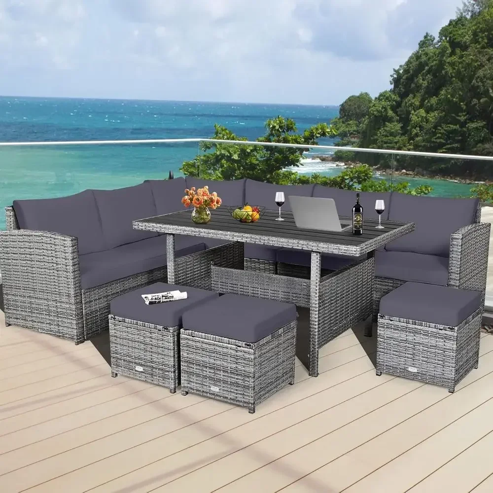 Grijze 7-delige rotan tuinmeub - Outdoor Furniture Dining Set recensie en prijs